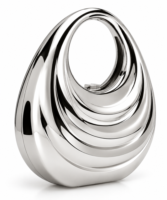 Elara Sculptural Silver Bag