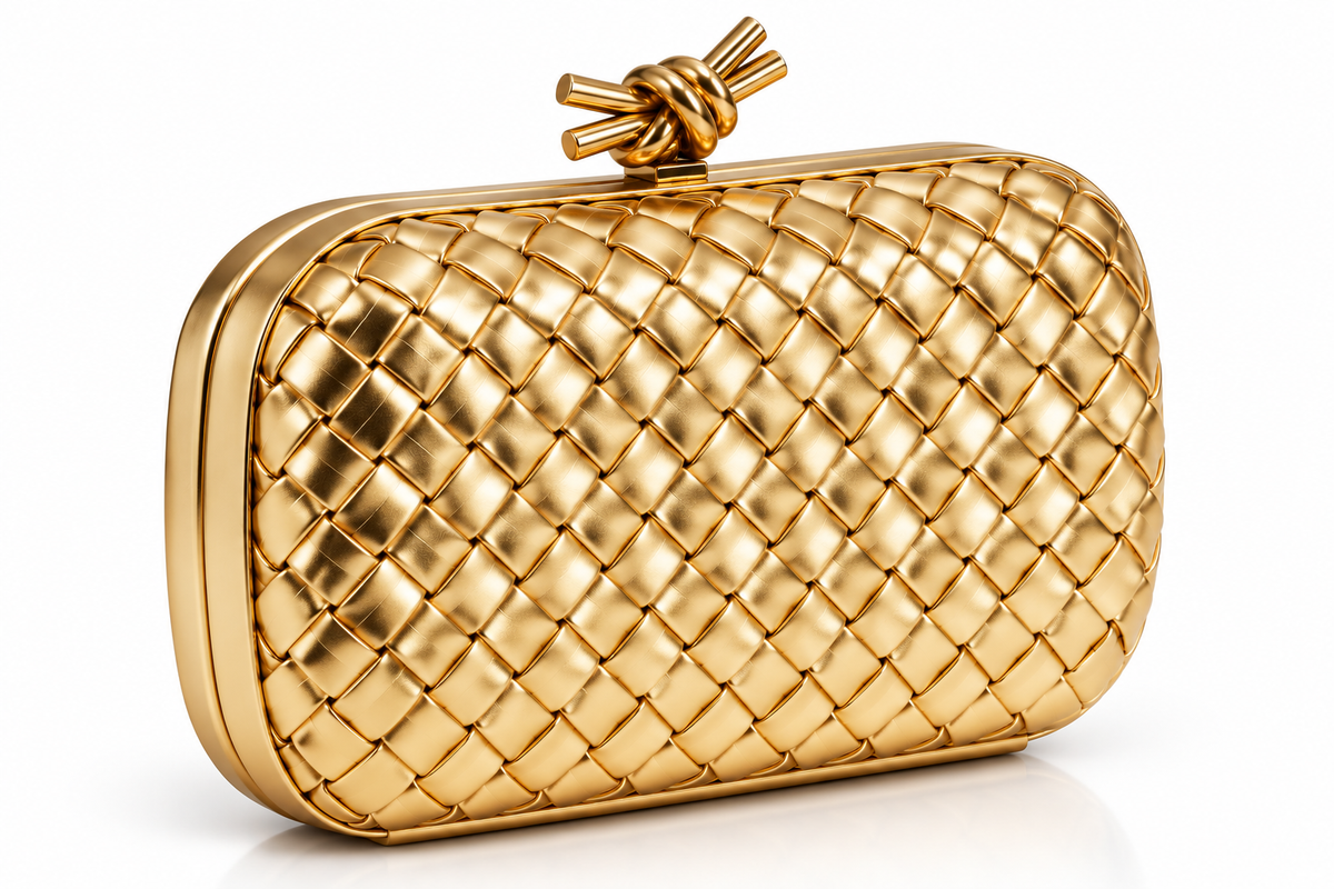 Gold Woven Evening Clutch