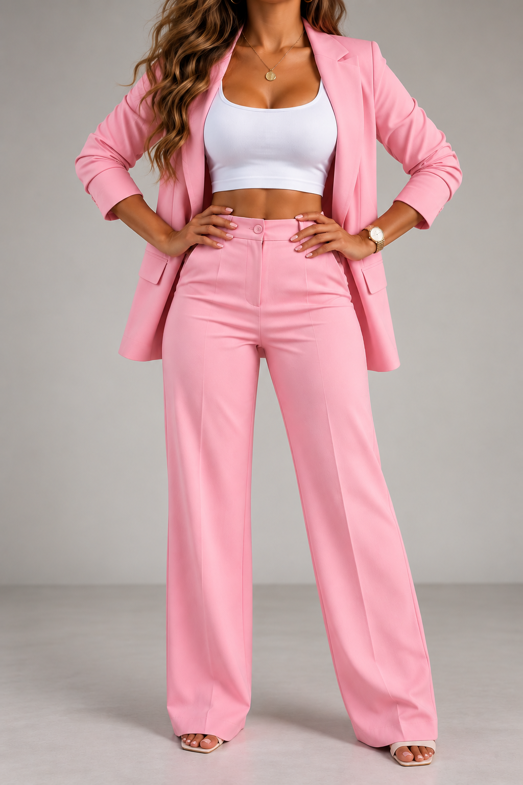 Livia Lime Green Tailored Blazer & Wide-Leg Pants Set