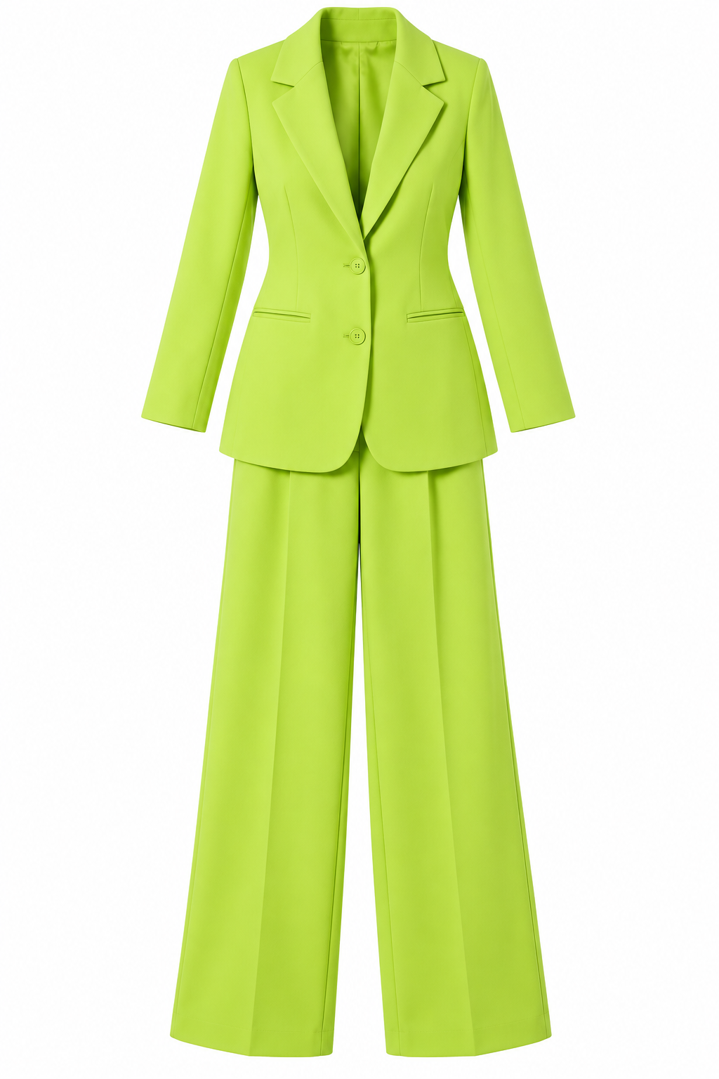 Livia Lime Green Tailored Blazer & Wide-Leg Pants Set