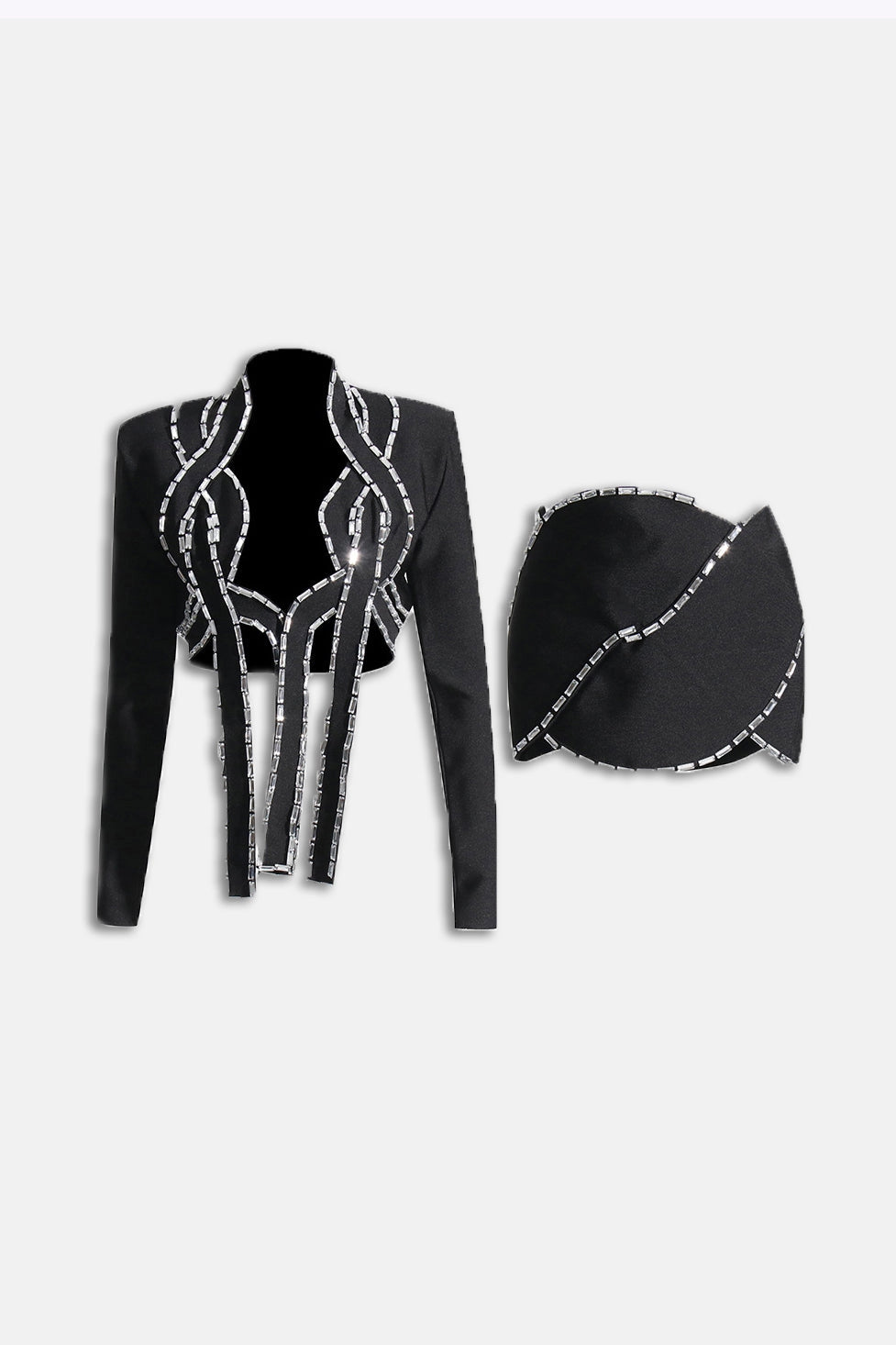Long Bandage Cropped Blazer Set