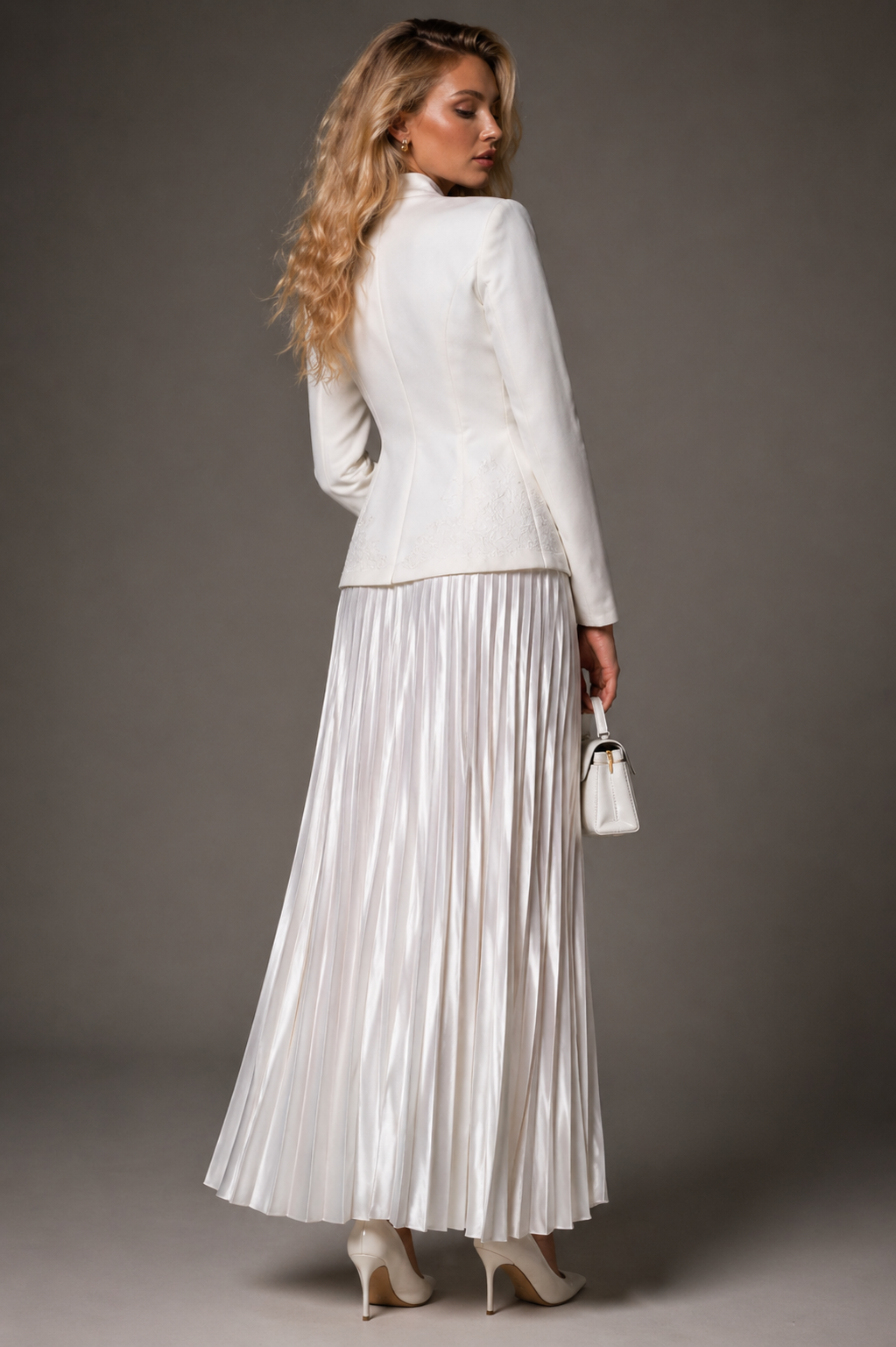 Elegant Pleated Skirt Suit Set