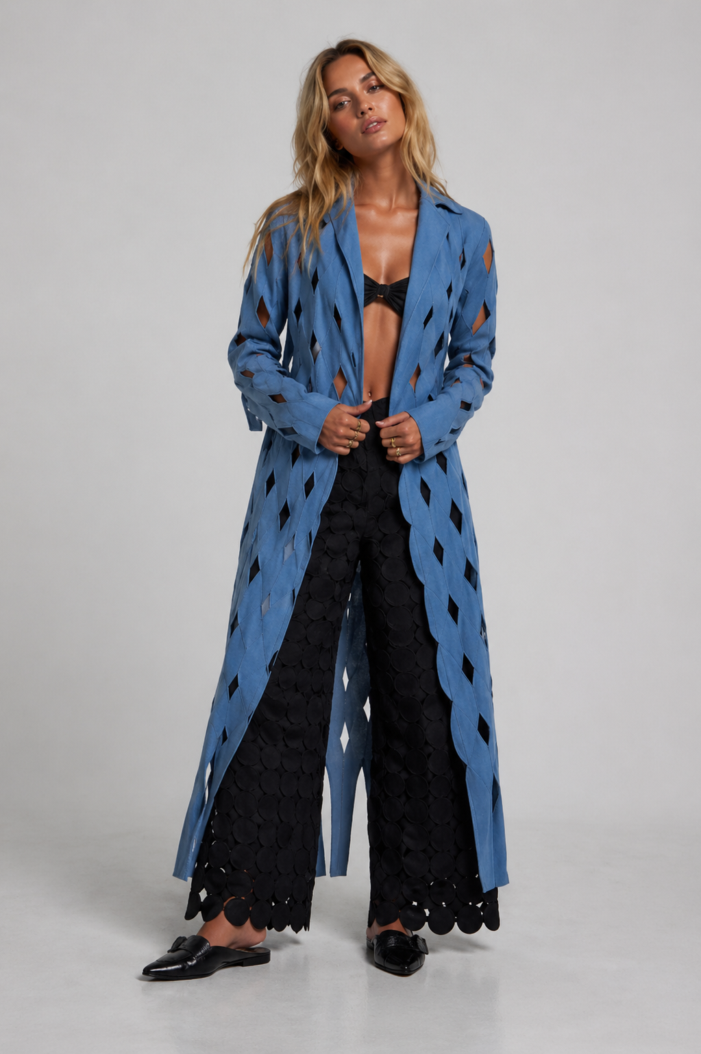 Liza Geometric Cutout Coat