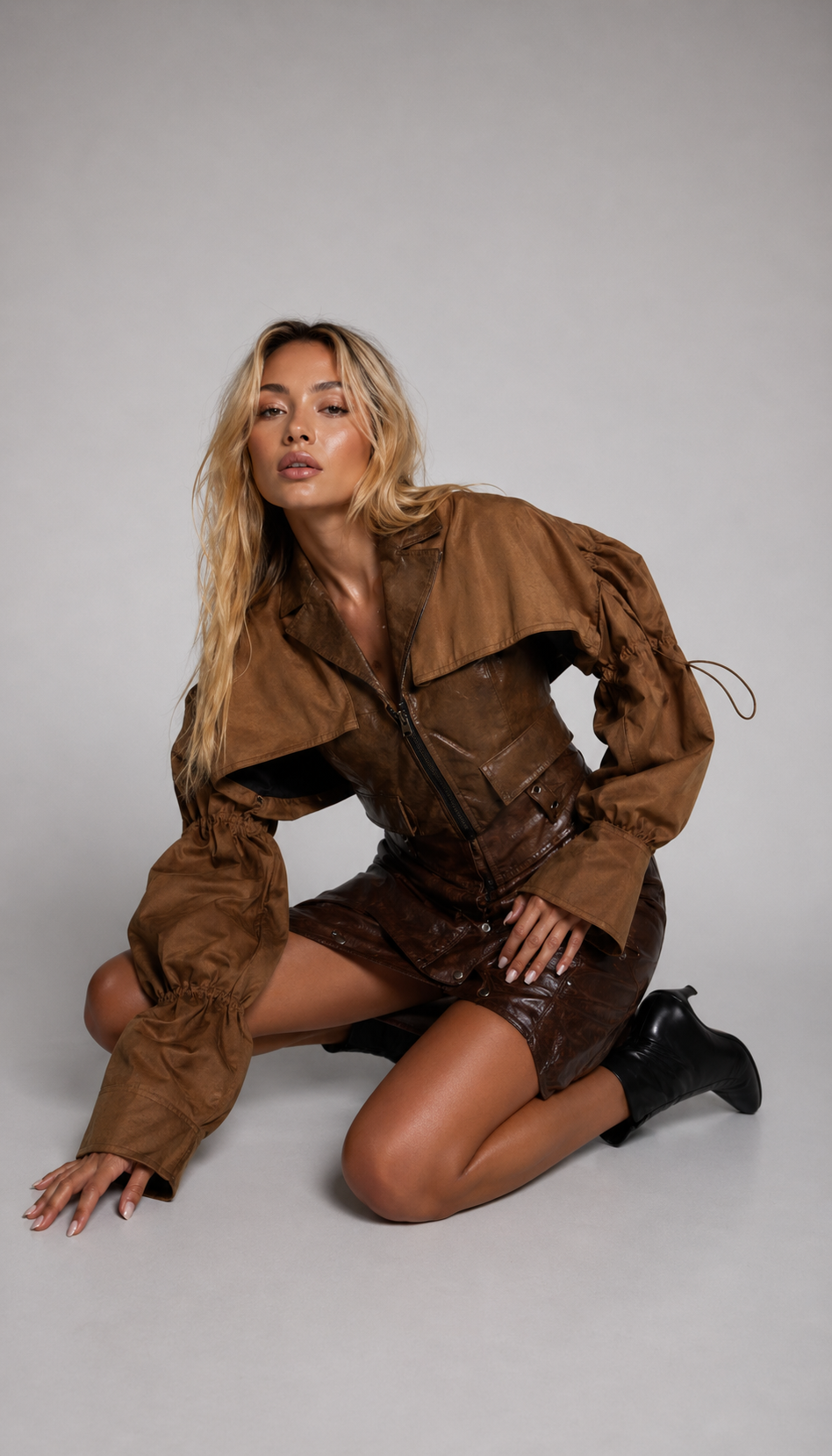 Folla Lapel Faux Leather Jacket