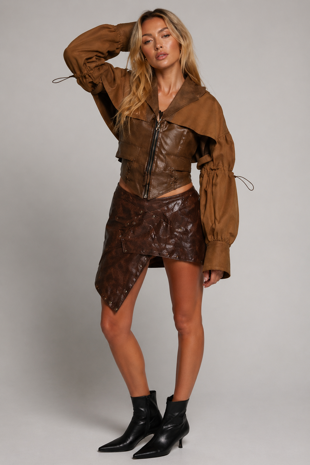 Folla Lapel Faux Leather Jacket