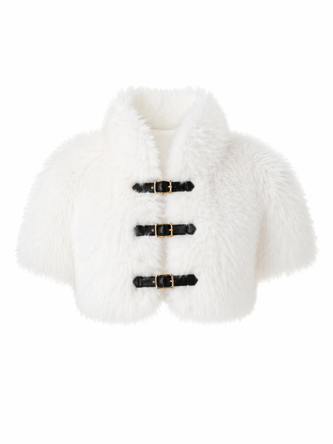 Kira White Fur Cut-Out Cropped Top