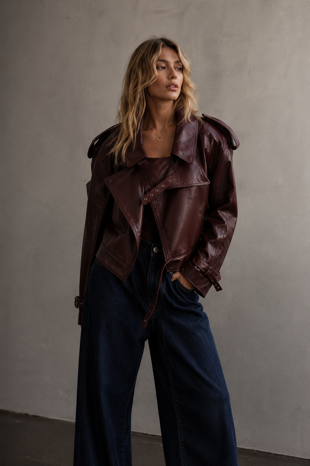 Nour Lapel Leather Jacket