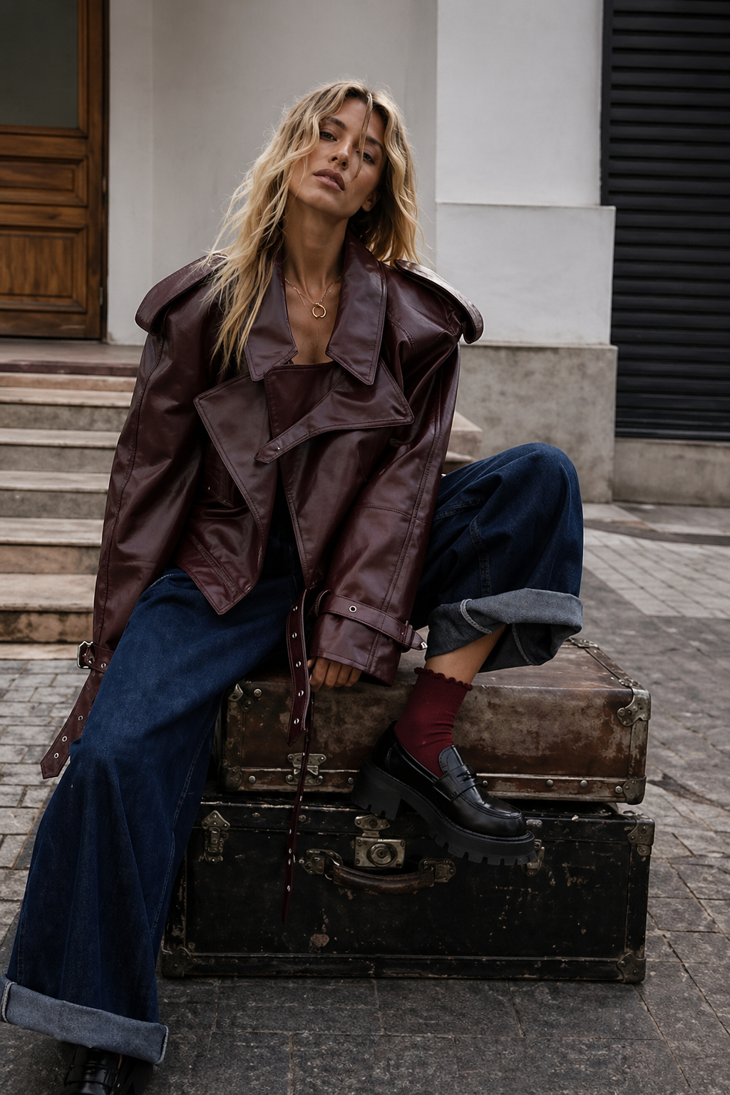 Nour Lapel Leather Jacket