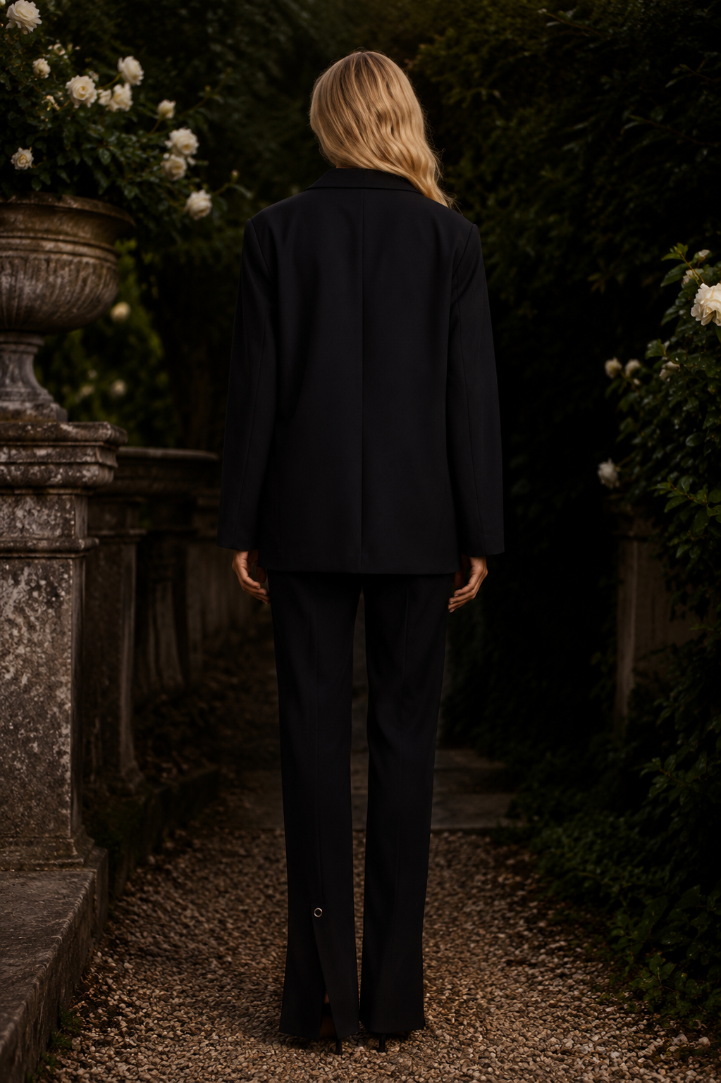 Paula Black blazer with corset graphic detail