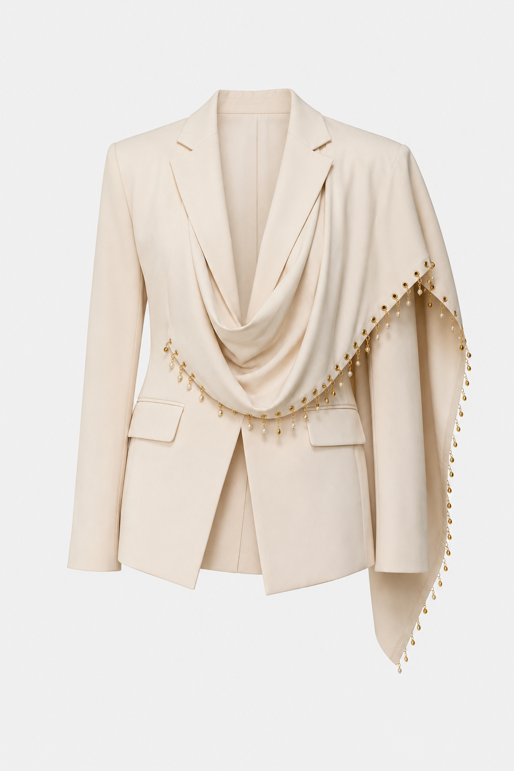 Faiza Elegant beige blazer with beaded details