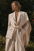 Faiza Elegant beige blazer with beaded details