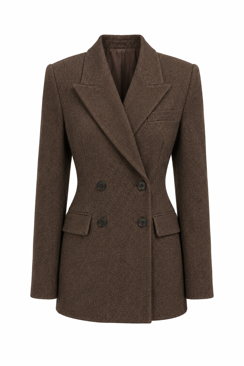 Wiem Brown tweed double-breasted women’s blazer