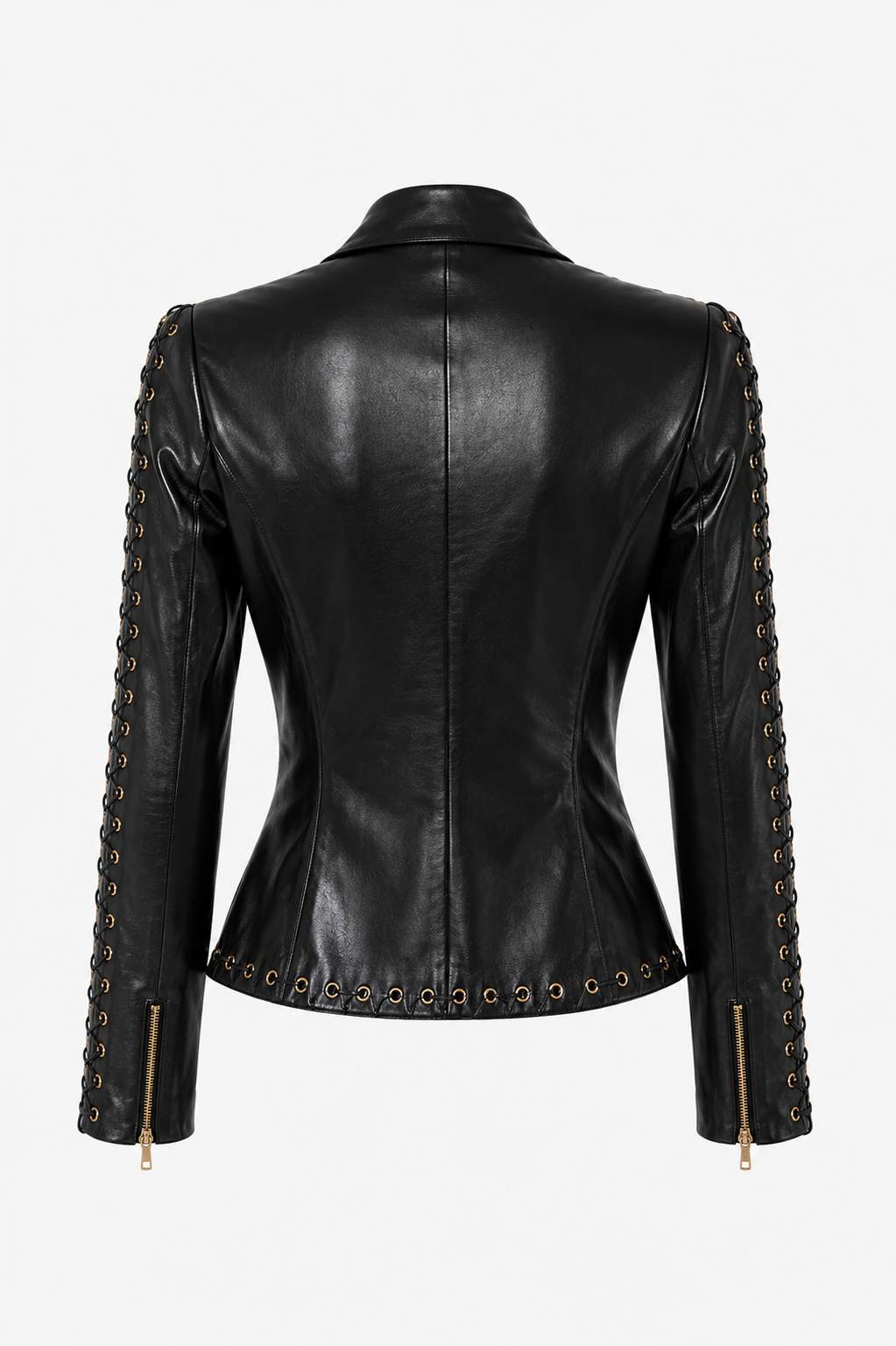 Faiza Glossy black tailored leather jacket