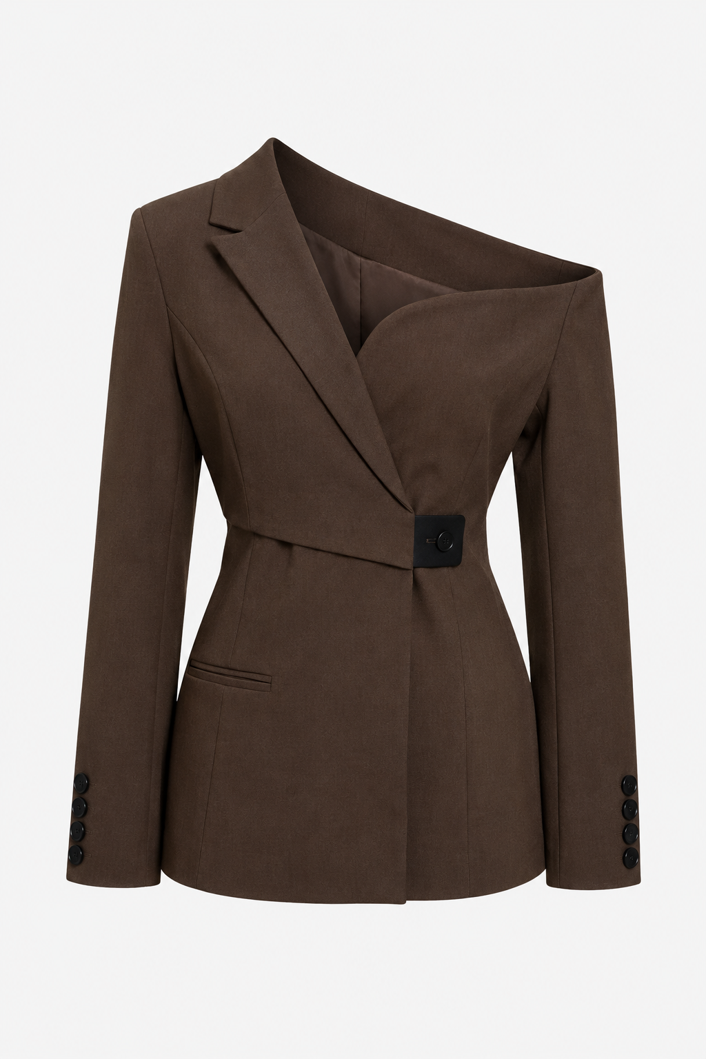 Houda Asymmetrical brown tailored blazer