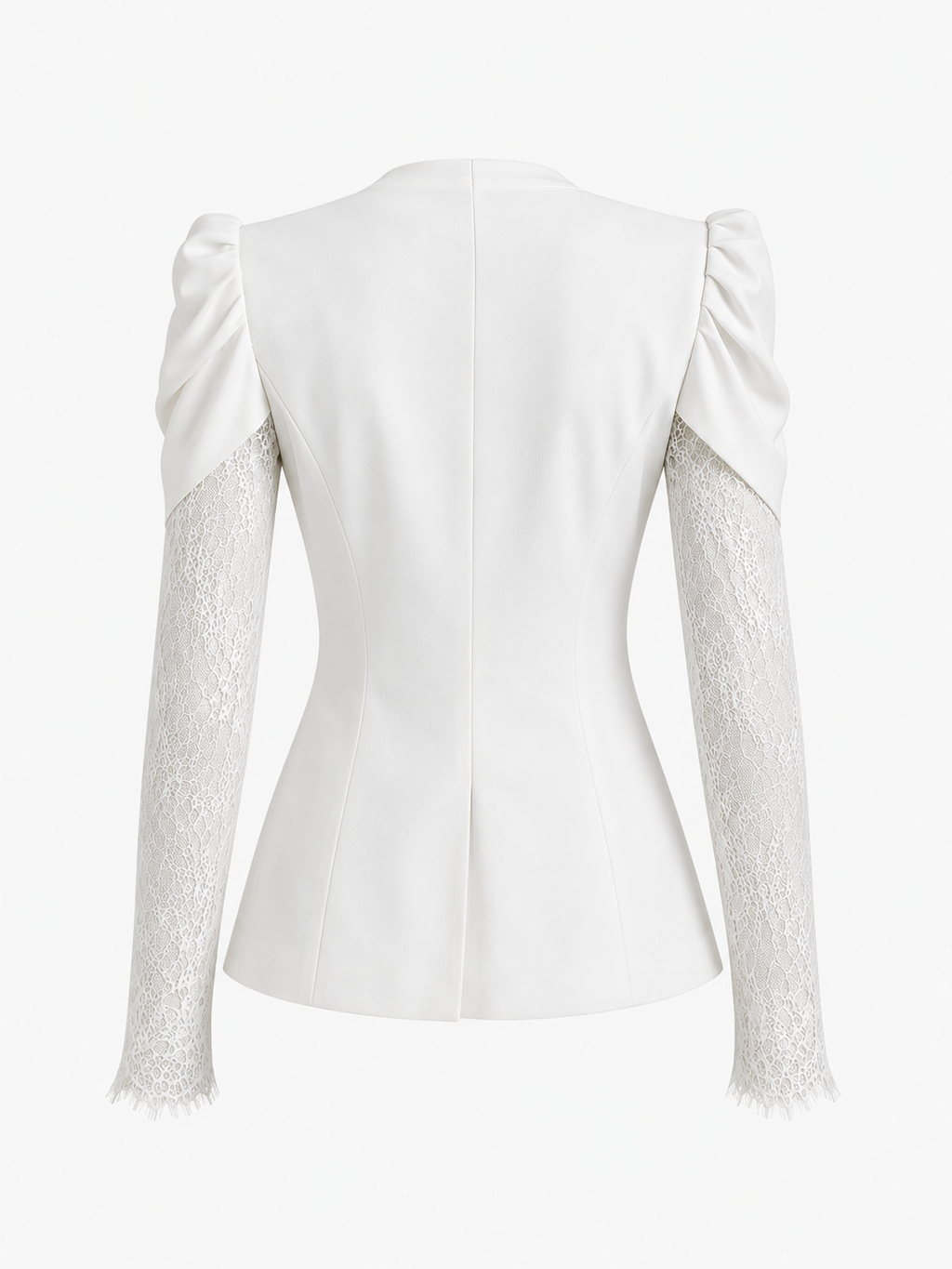 Wiem White blazer with lace sleeves