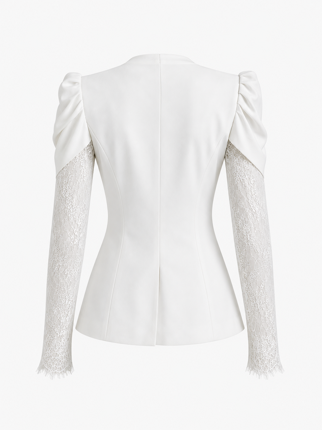 Wiem White blazer with lace sleeves
