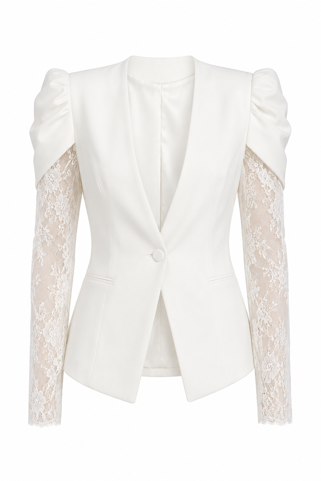 Samira Elegant white lace sleeve blazer