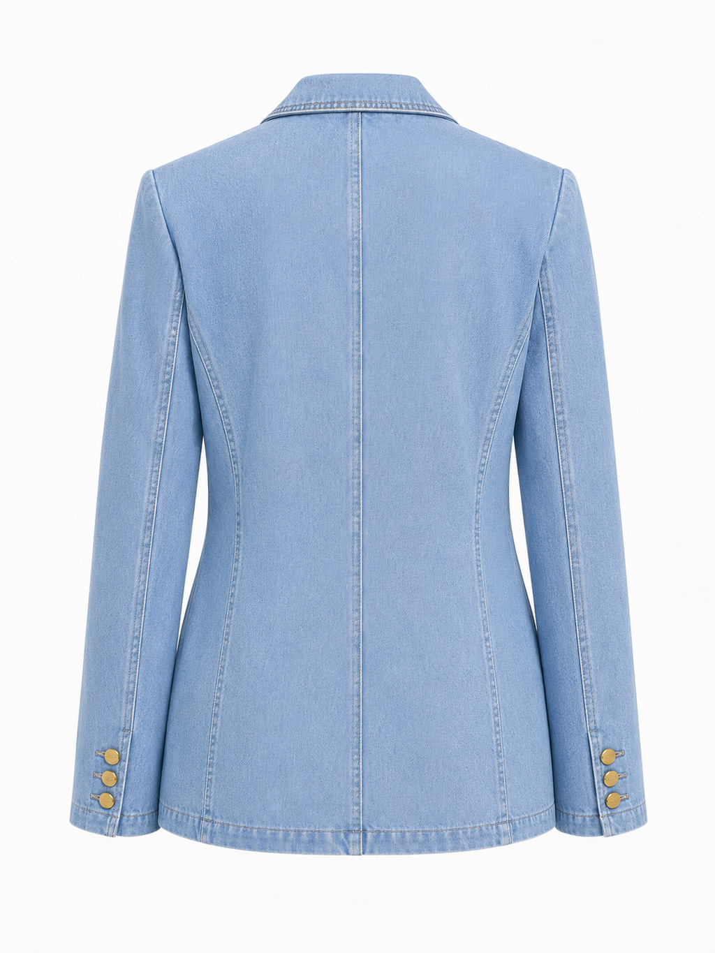Wiem Light blue denim blazer flat lay