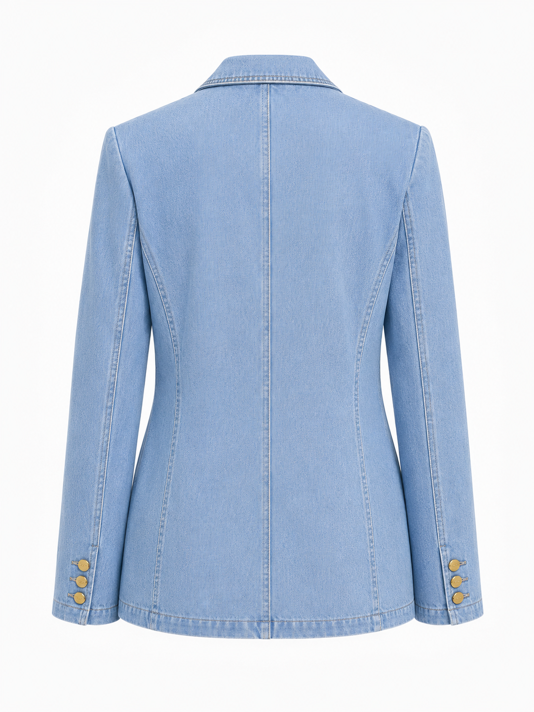 Wiem Light blue denim blazer flat lay