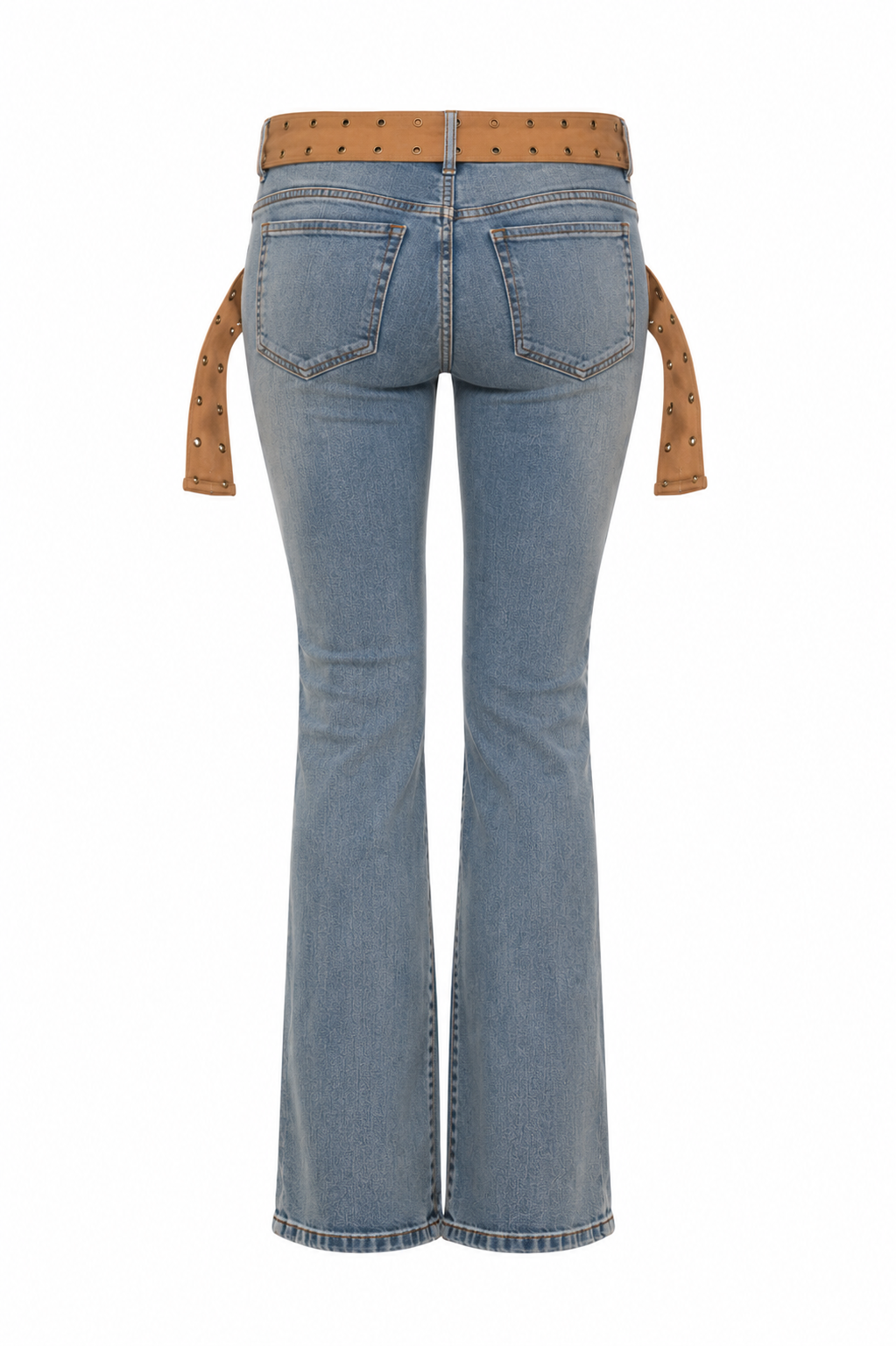 Casual jeans with crisscross belt design