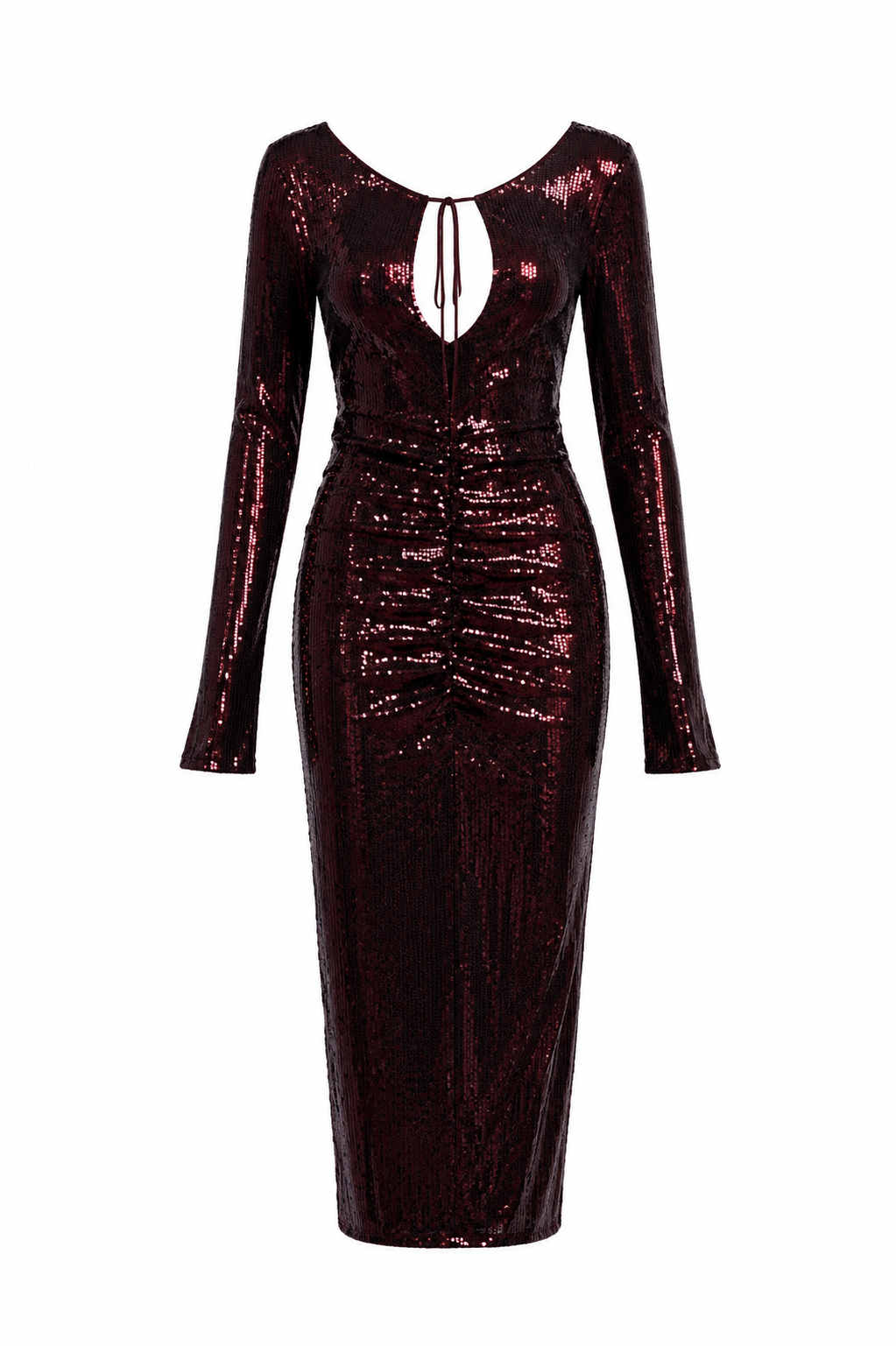 Manila Sequin burgundy bodycon dress shot