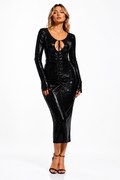 Manila Sequin burgundy bodycon dress Black