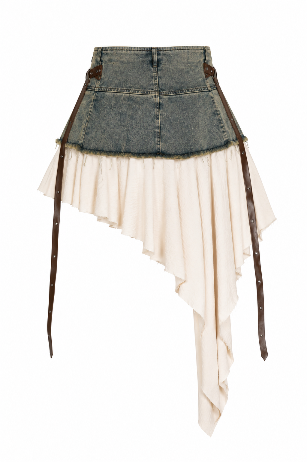 Mariem Denim and cream hybrid mini skirt