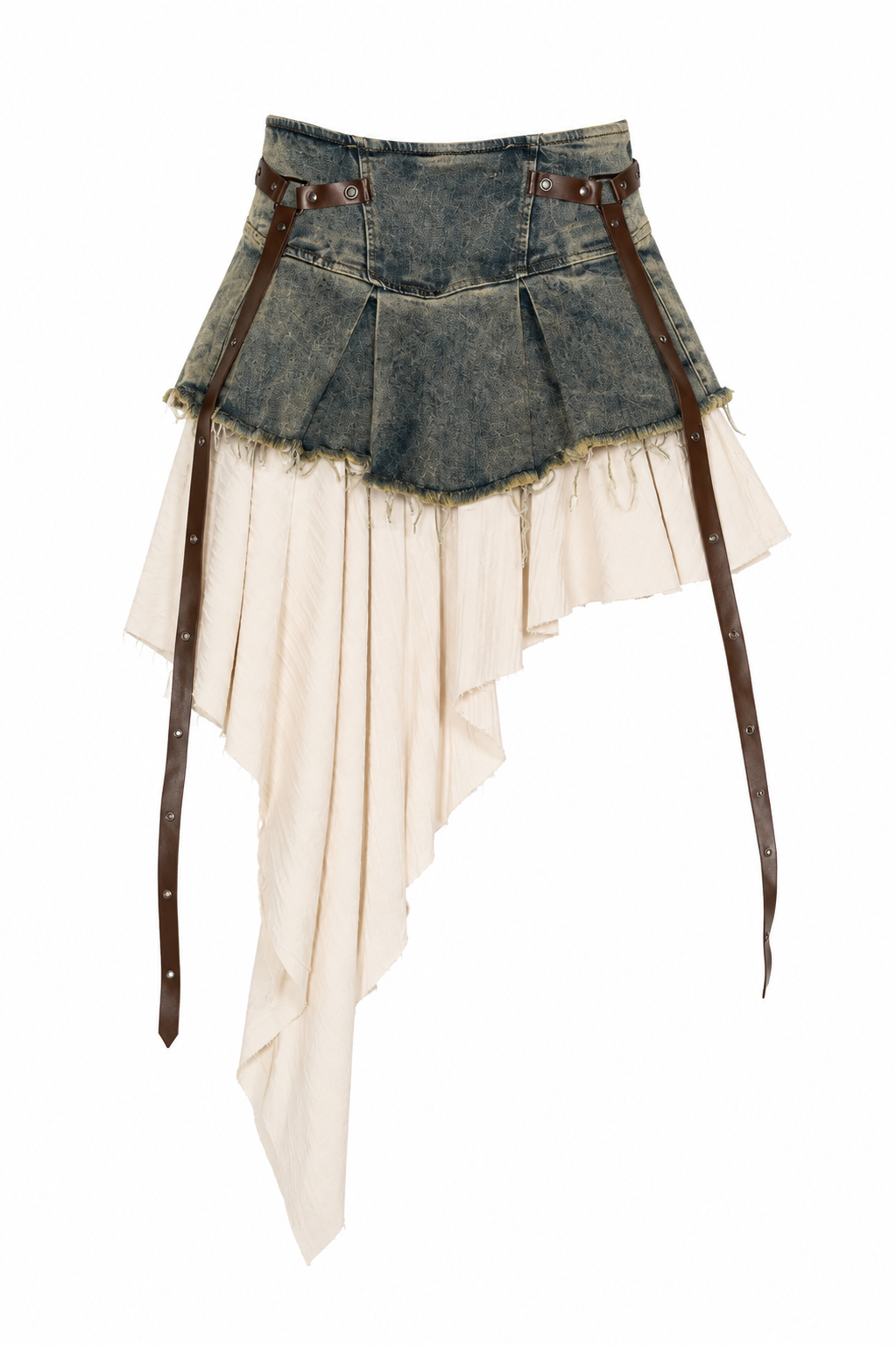 Mariem Denim and cream hybrid mini skirt