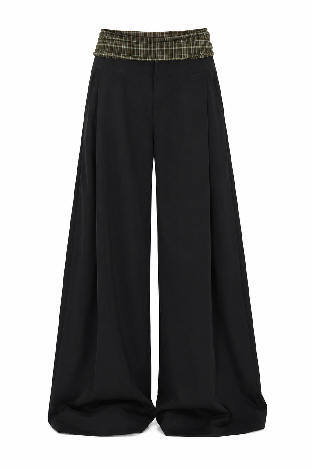 Olfa Grid Wide Leg Pants In Black
