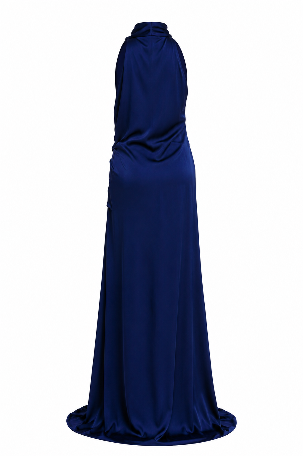 Elegant navy blue satin gown