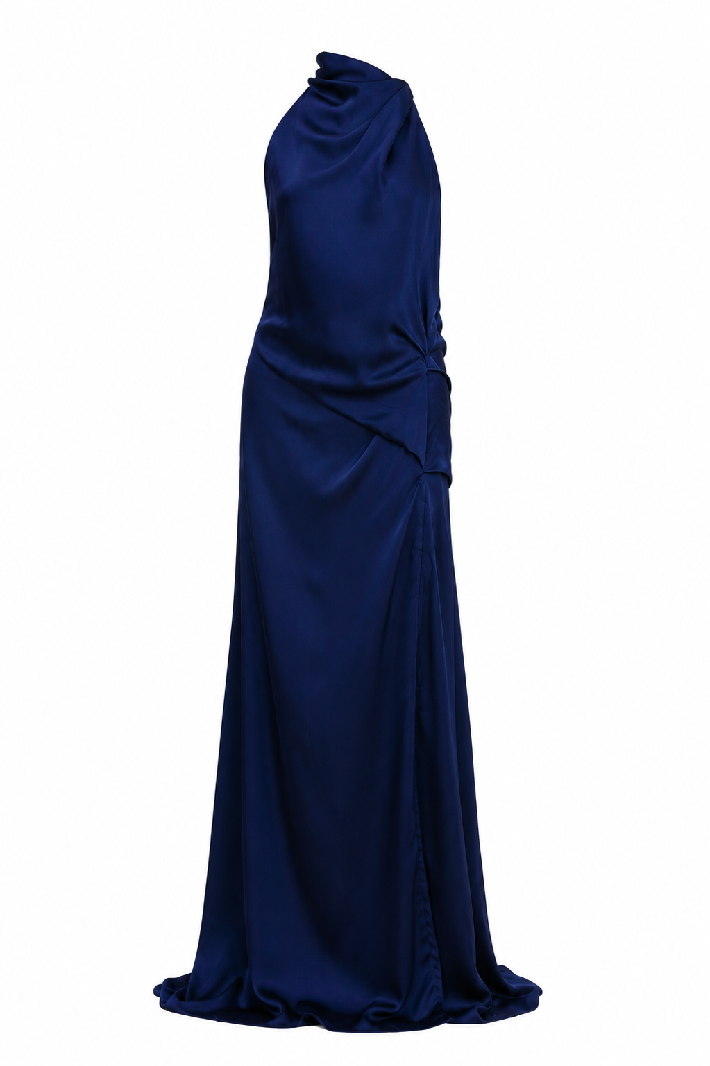 Elegant navy blue satin gown