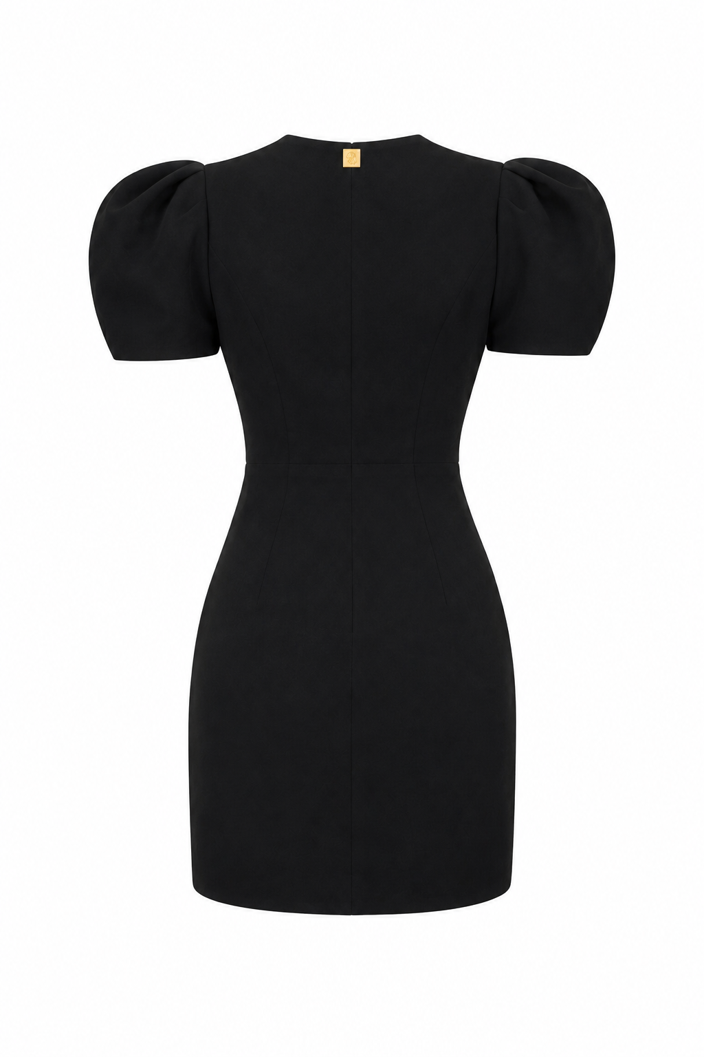 Rosa Elegant black mini dress with gold buttons