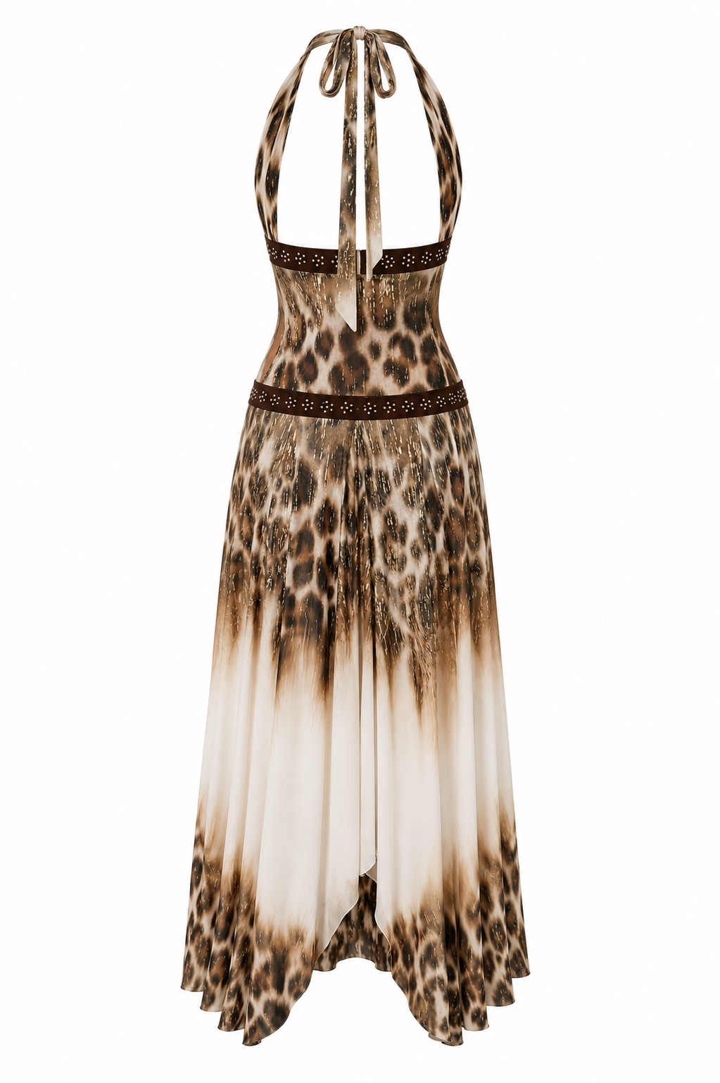 Samia Elegant animal print halter maxi dress