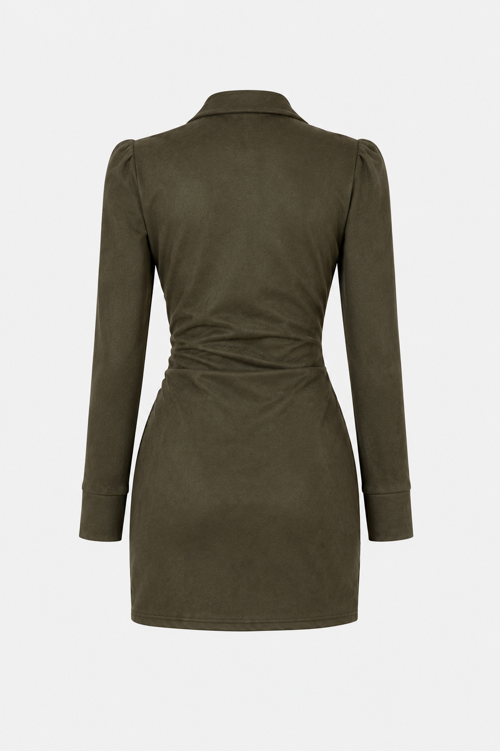 Olga Olive green suede wrap dress