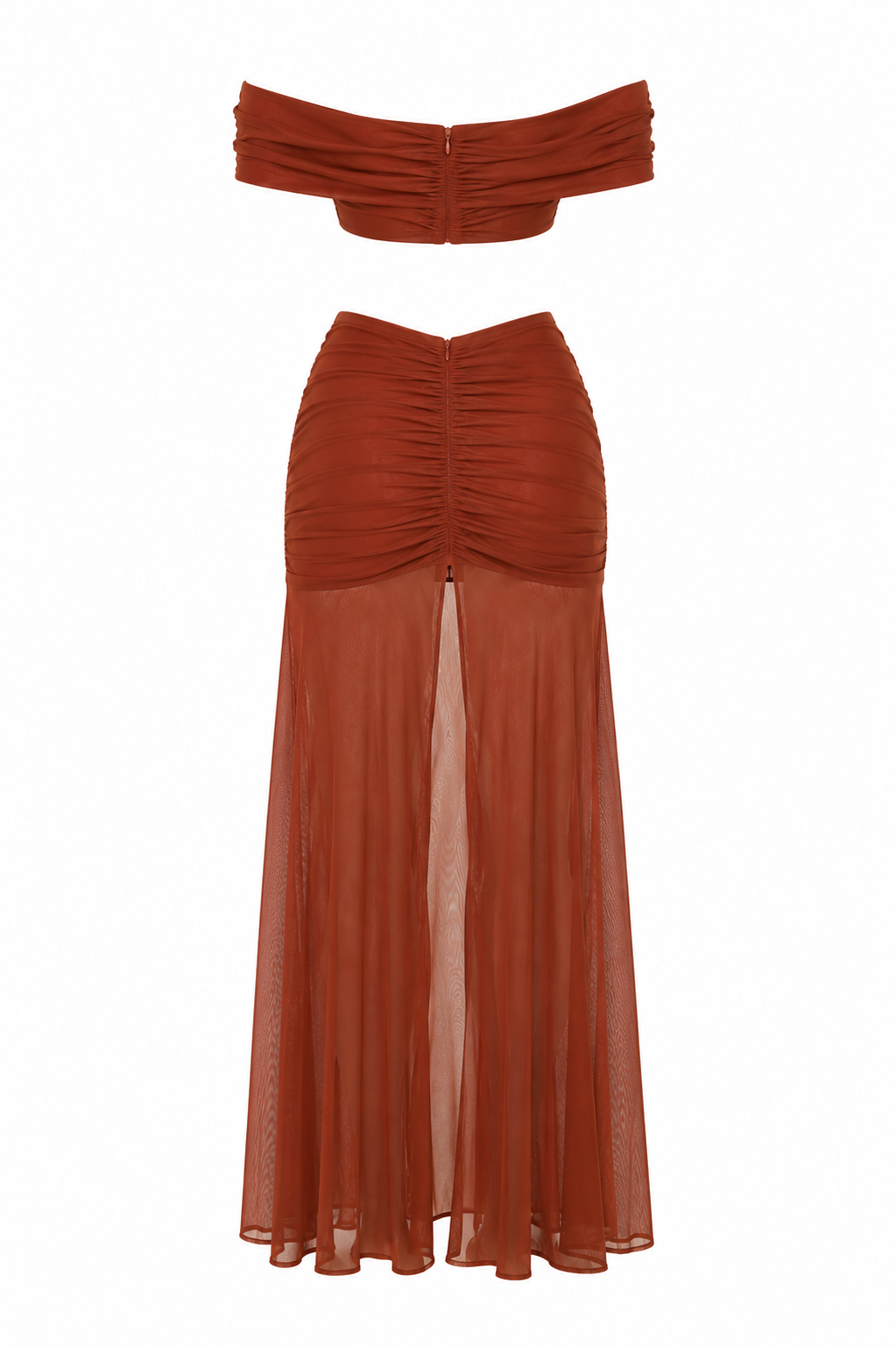 Kira Floating rust-colored two-piece dress
