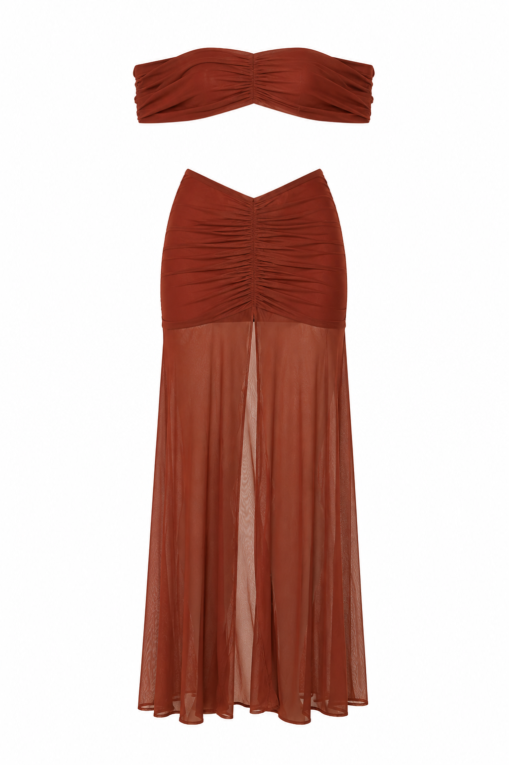 Kira Floating rust-colored two-piece dress