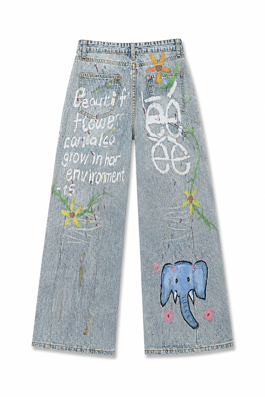 Mira Graffiti art on denim jeans