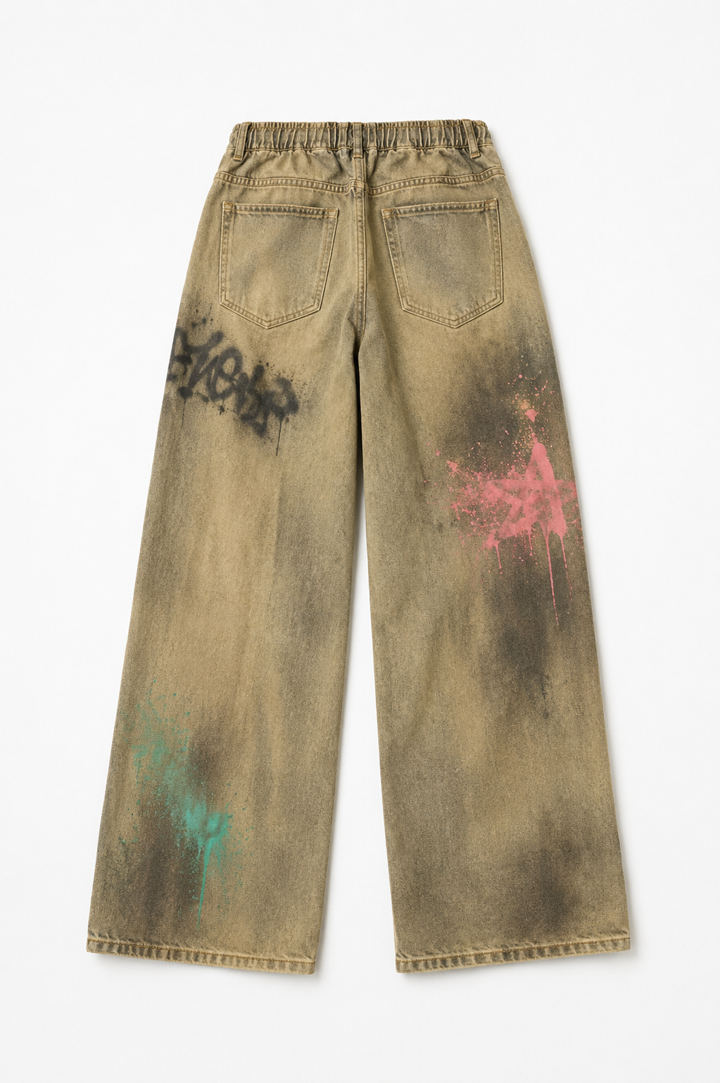 Pika Distressed streetwear sweatpants with graffiti