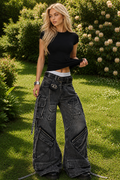 Suzi Black cargo wide leg pants flat-lay Jeans