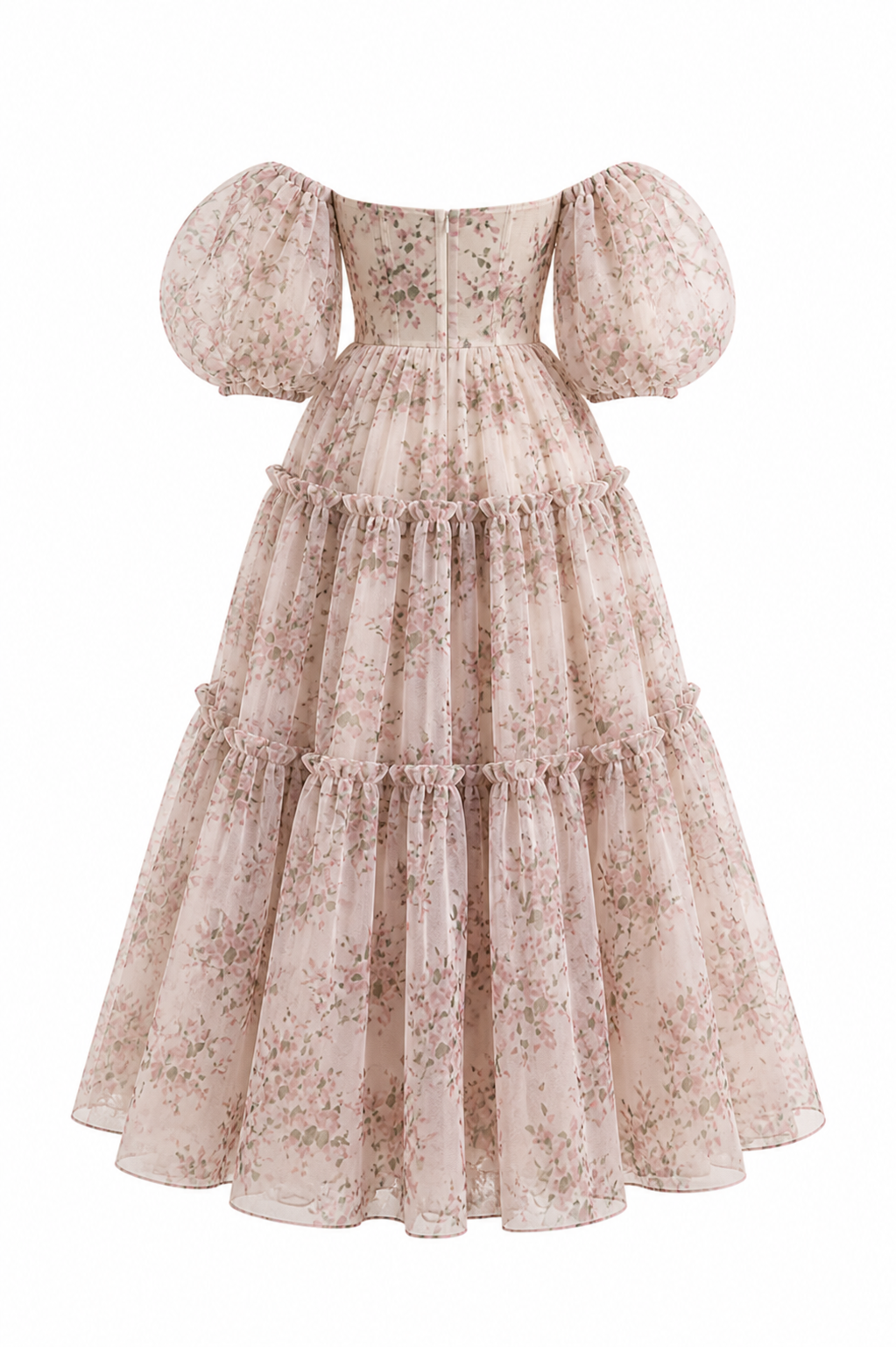 Jamila Romantic Floral Puff Sleeve Maxi Dress