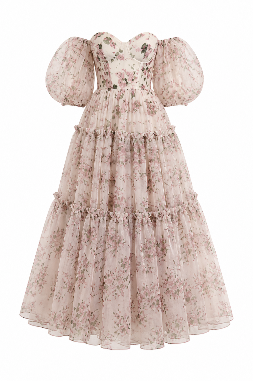 Jamila Romantic Floral Puff Sleeve Maxi Dress