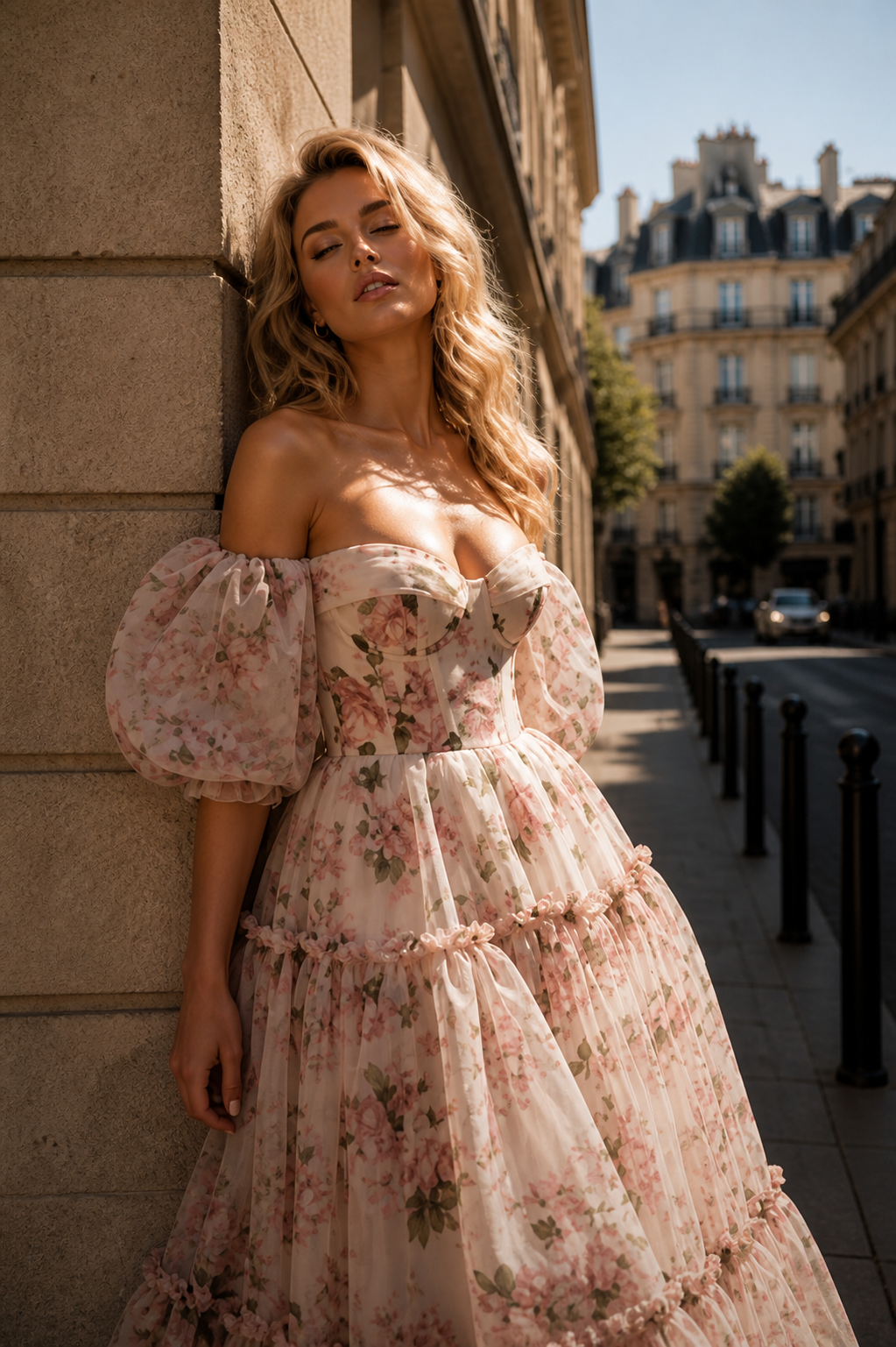 Jamila Romantic Floral Puff Sleeve Maxi Dress