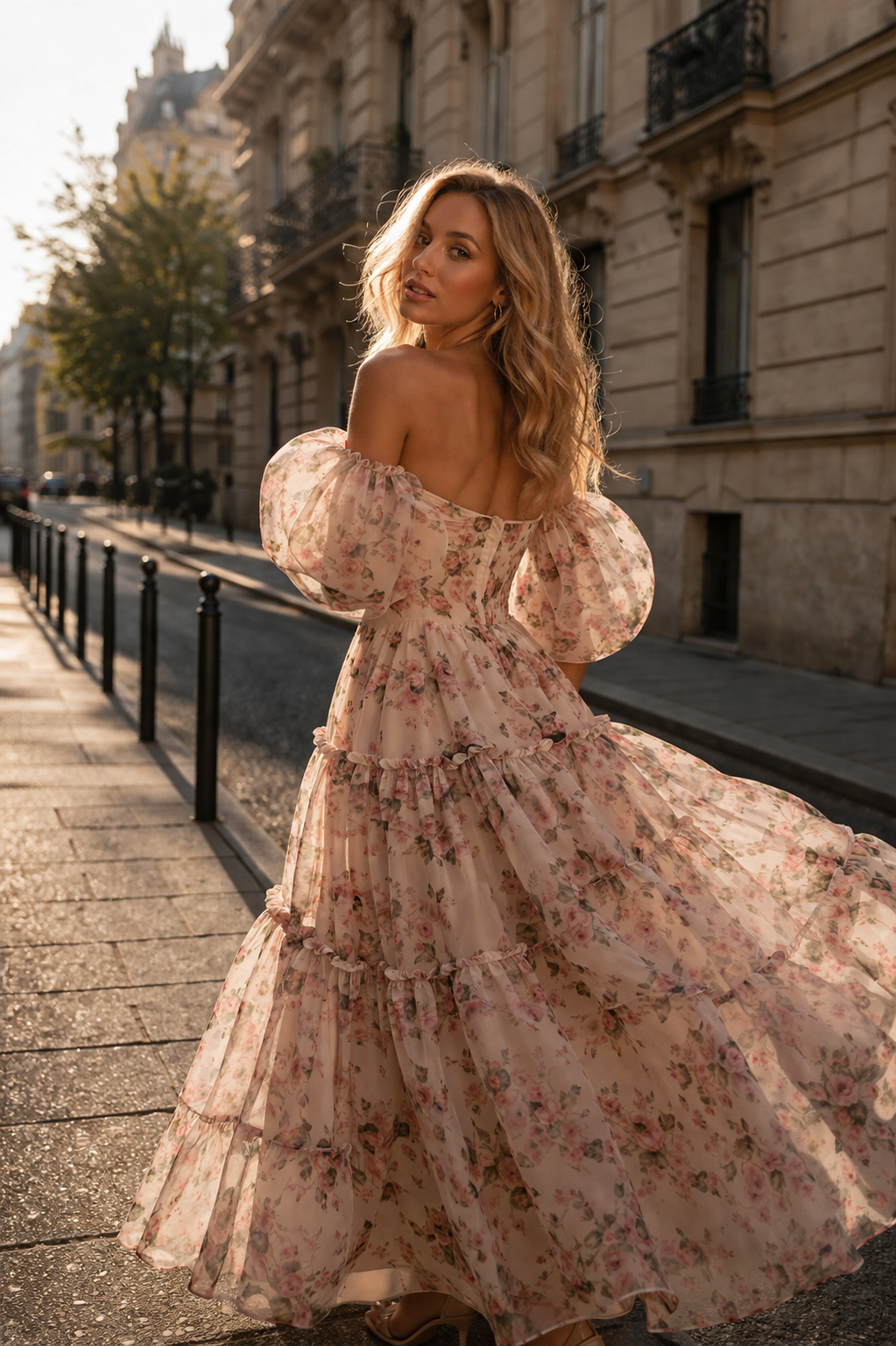 Jamila Romantic Floral Puff Sleeve Maxi Dress