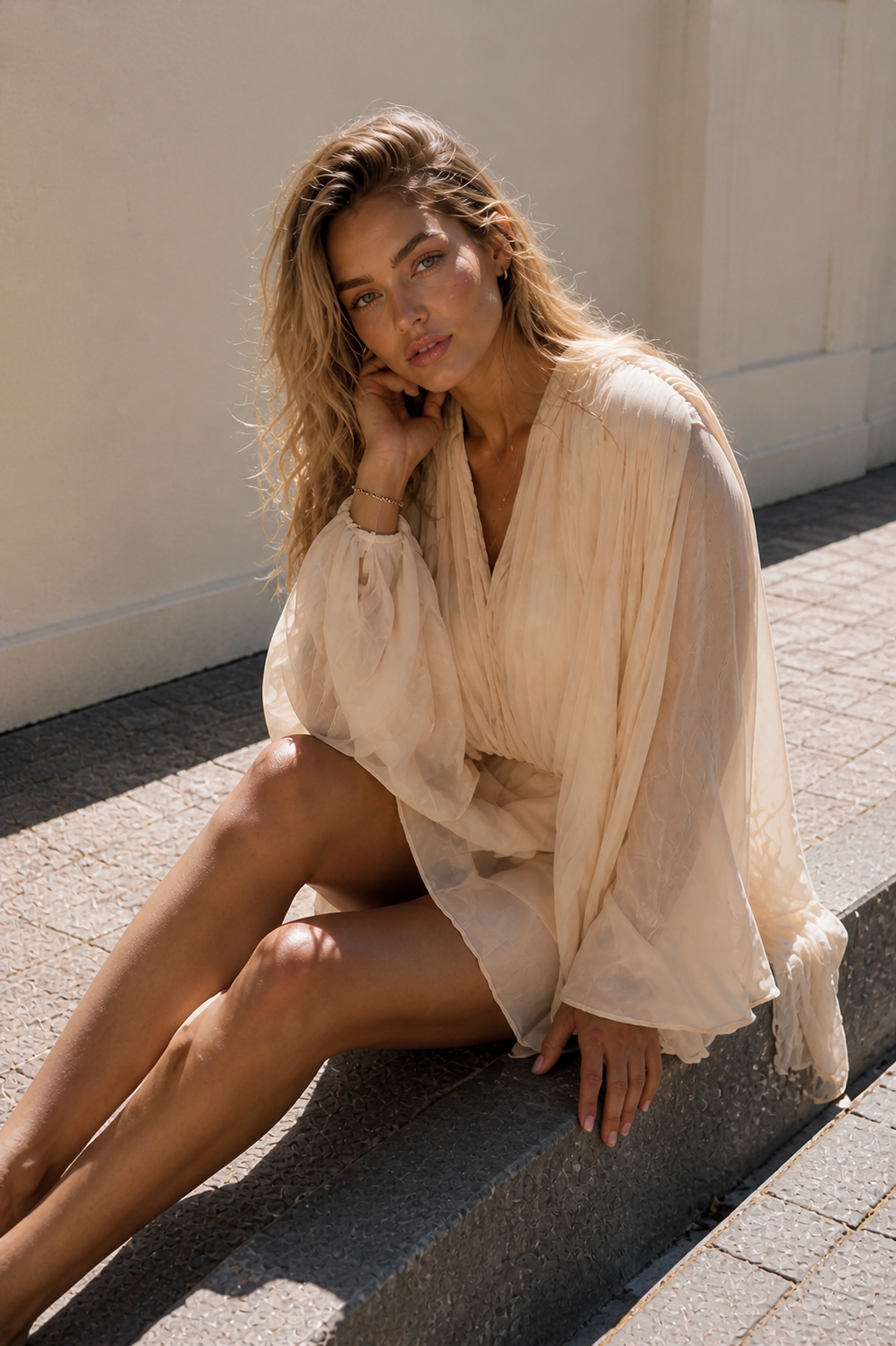 Wiem Ruffle Mini Dress In Apricot