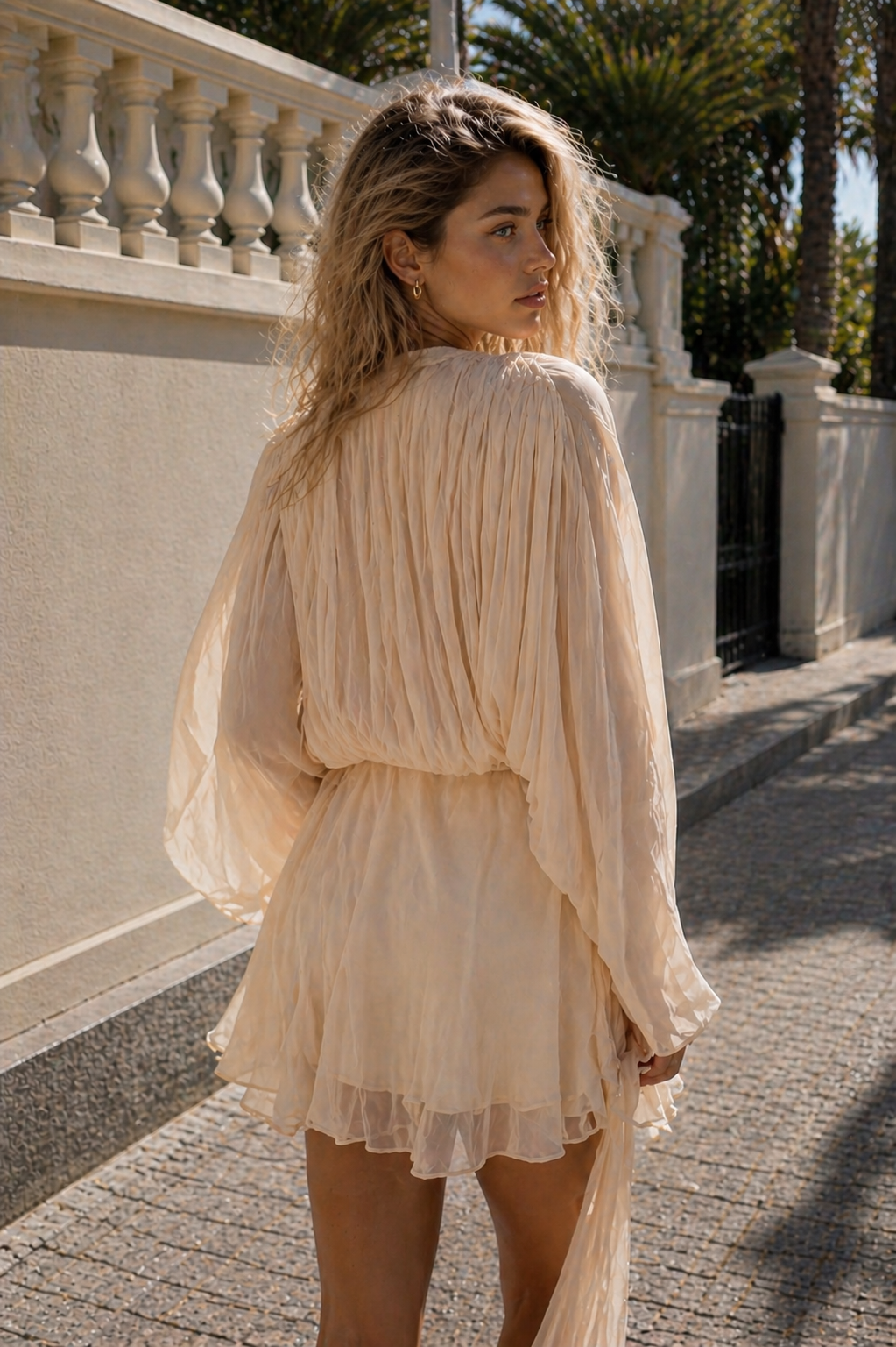 Wiem Ruffle Mini Dress In Apricot