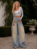 Bleached Print Baggy Jeans