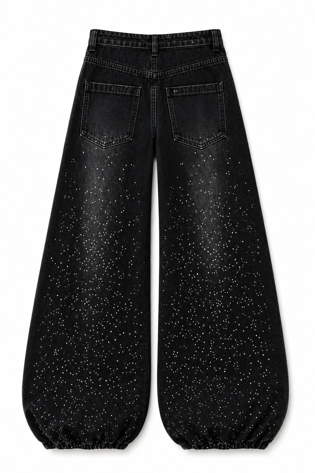 Rania Black wide-leg jeans with metallic studs