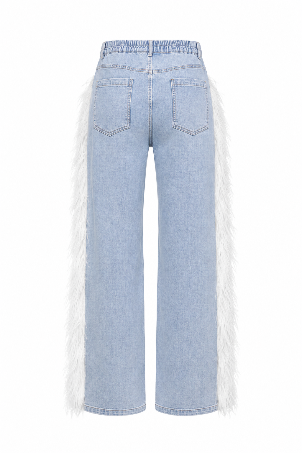 Jamila Shaggy faux-fur and denim jeans