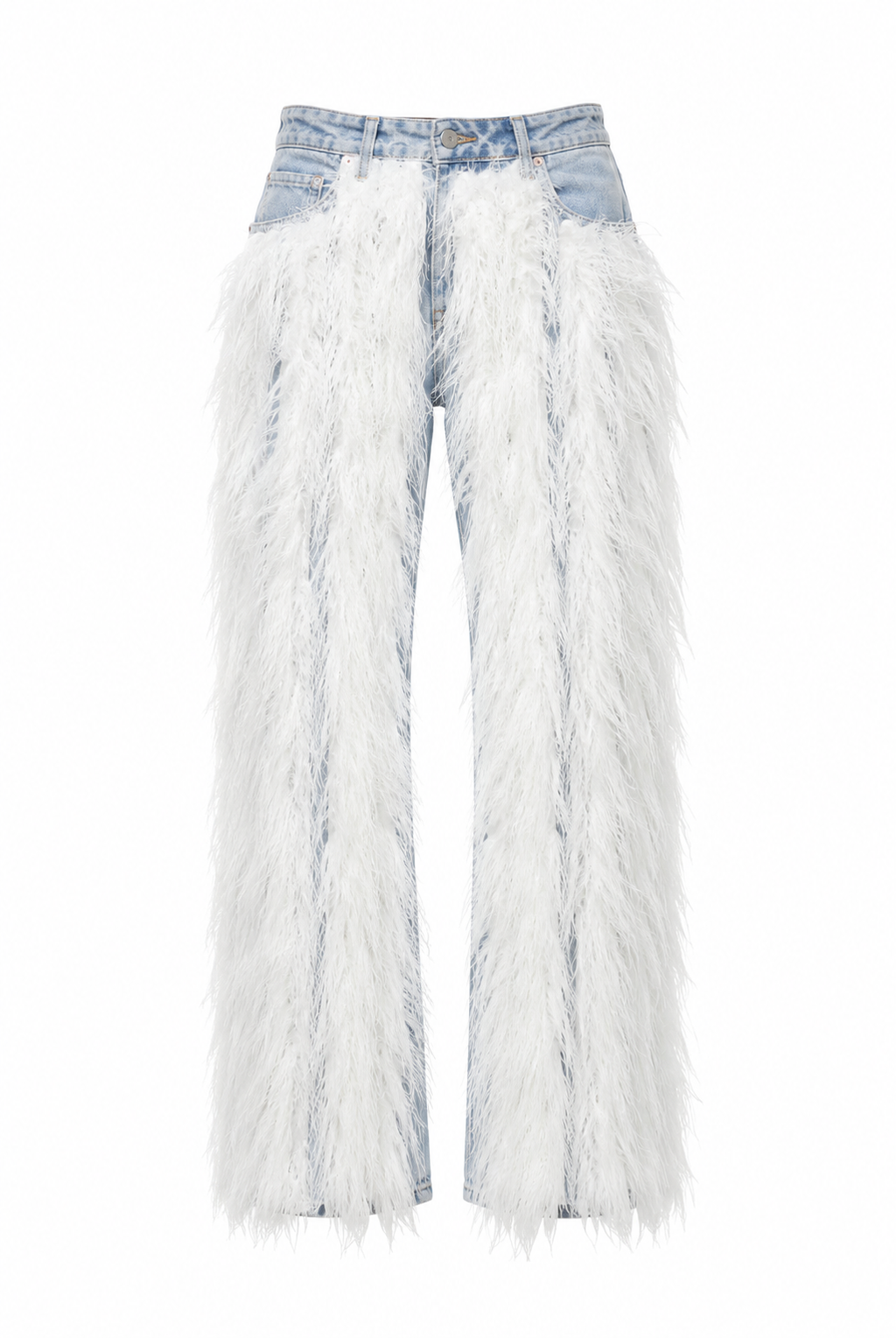 Jamila Shaggy faux-fur and denim jeans