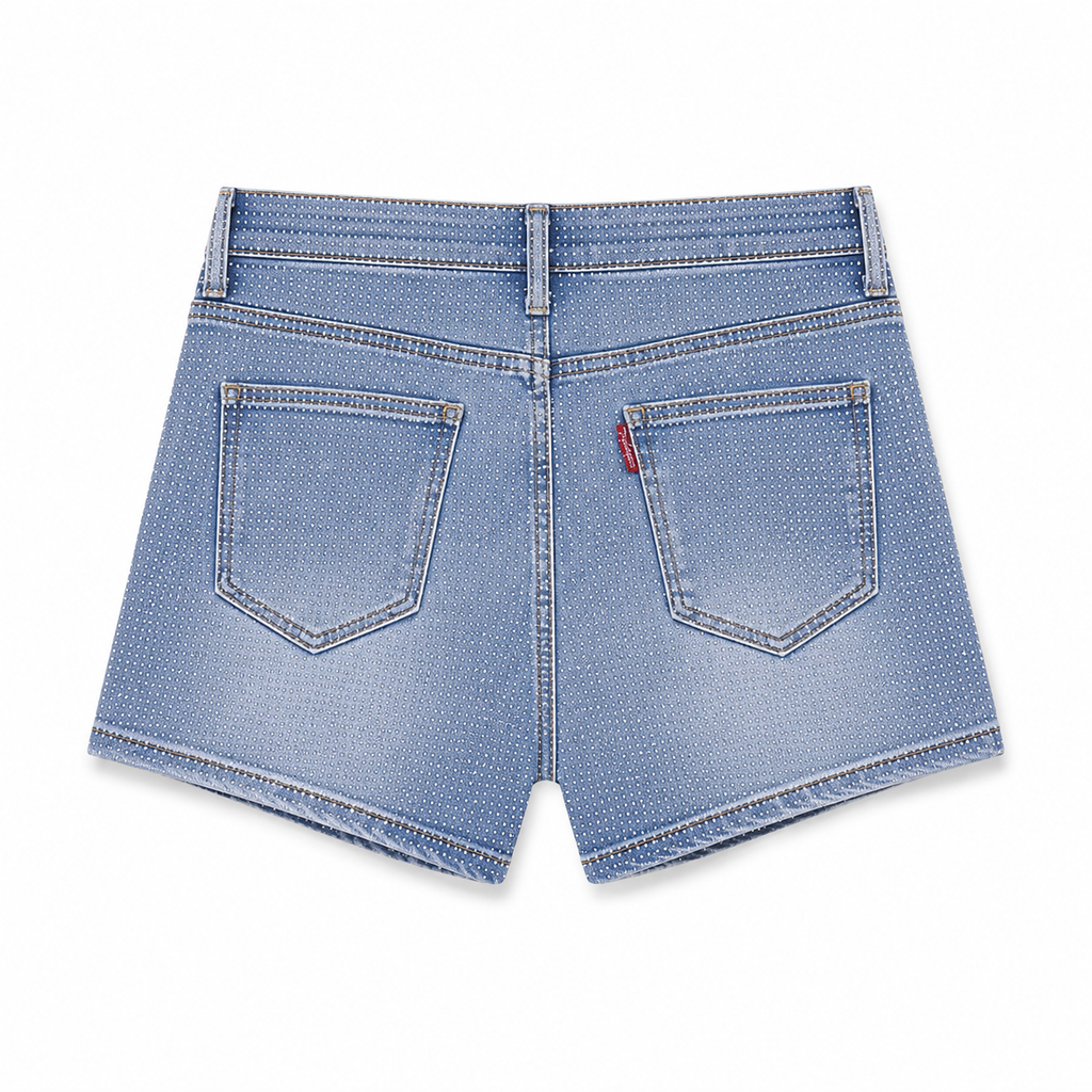 Olga Blue denim shorts with dotted details